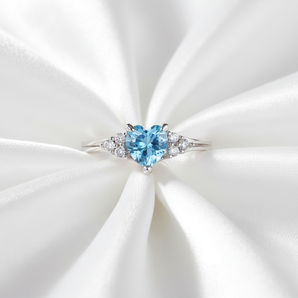 Aquamarine Kalp Yüzük 2 - Farklı Açı