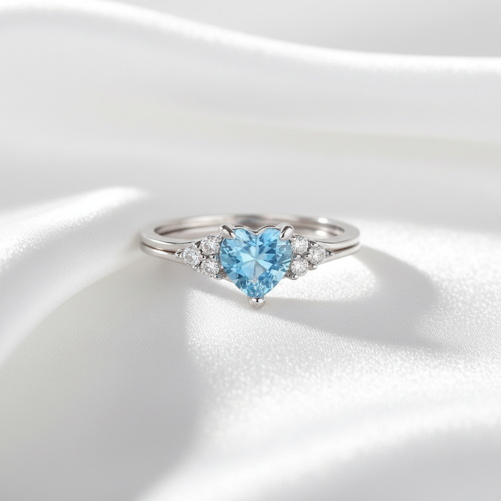 Aquamarine Kalp Yüzük 2