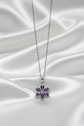 Mor Ametist Çiçek Kolye - Dik Görünüm